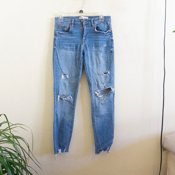 Zara Skinny Multidamage in Azure Blue - Picture 5 of 7